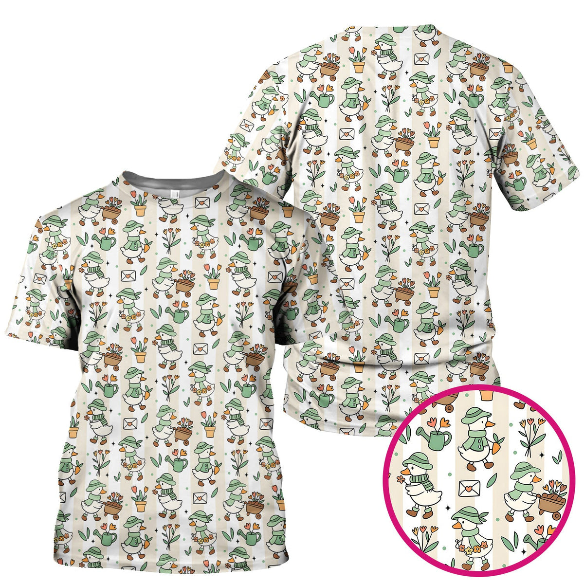 Gardening Duck Floral Nurse Scrub Top
