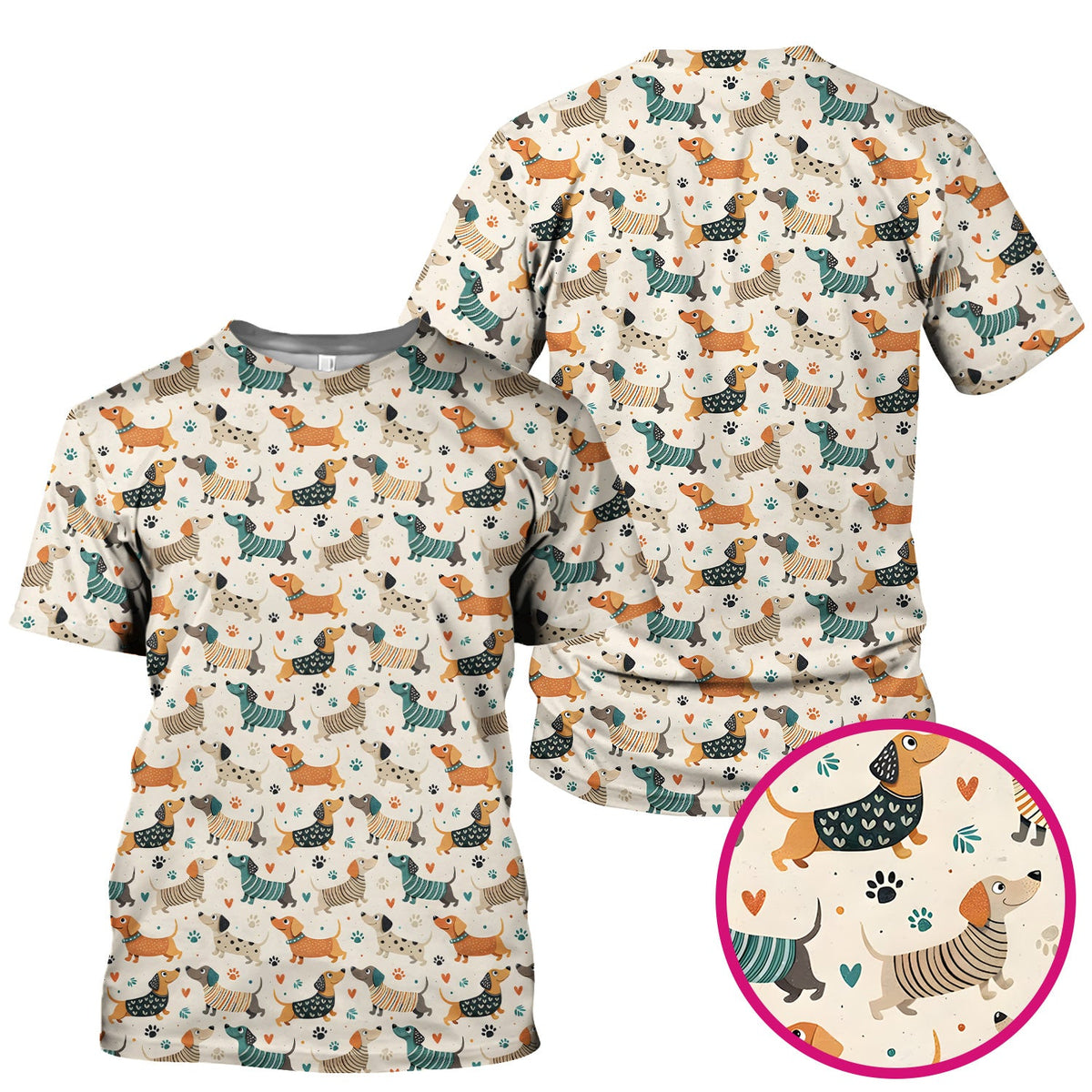 Fun Dachshund Paw Heart Nurse Scrub Top