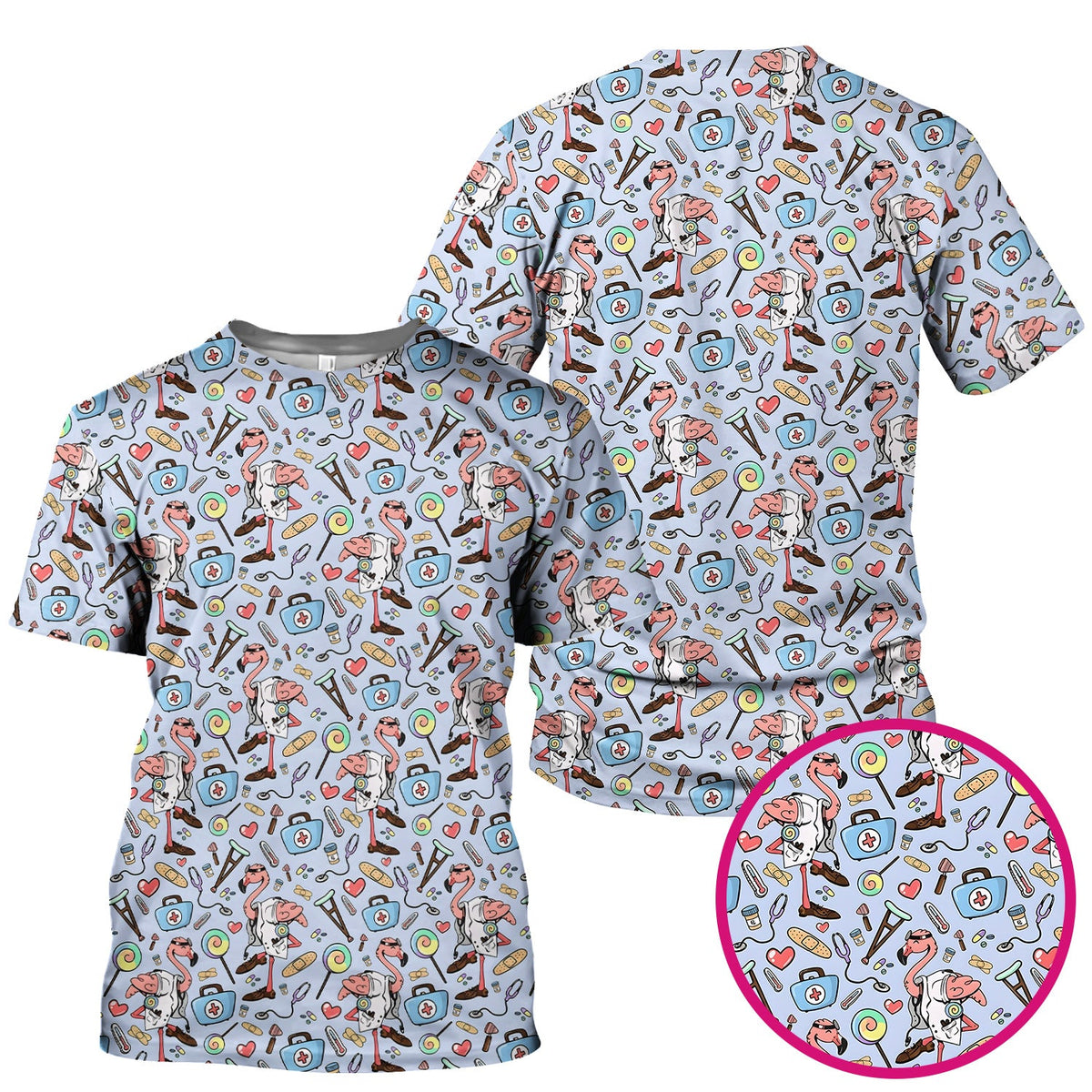 Flamingo Medical Nurse Scrub Top