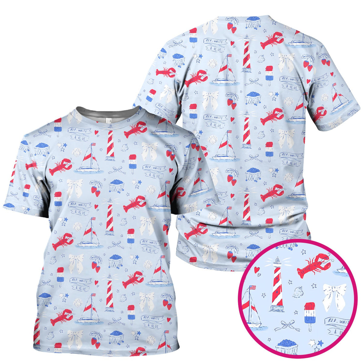 Lobster Lighthouse Sailboat Nurse Scrub Top