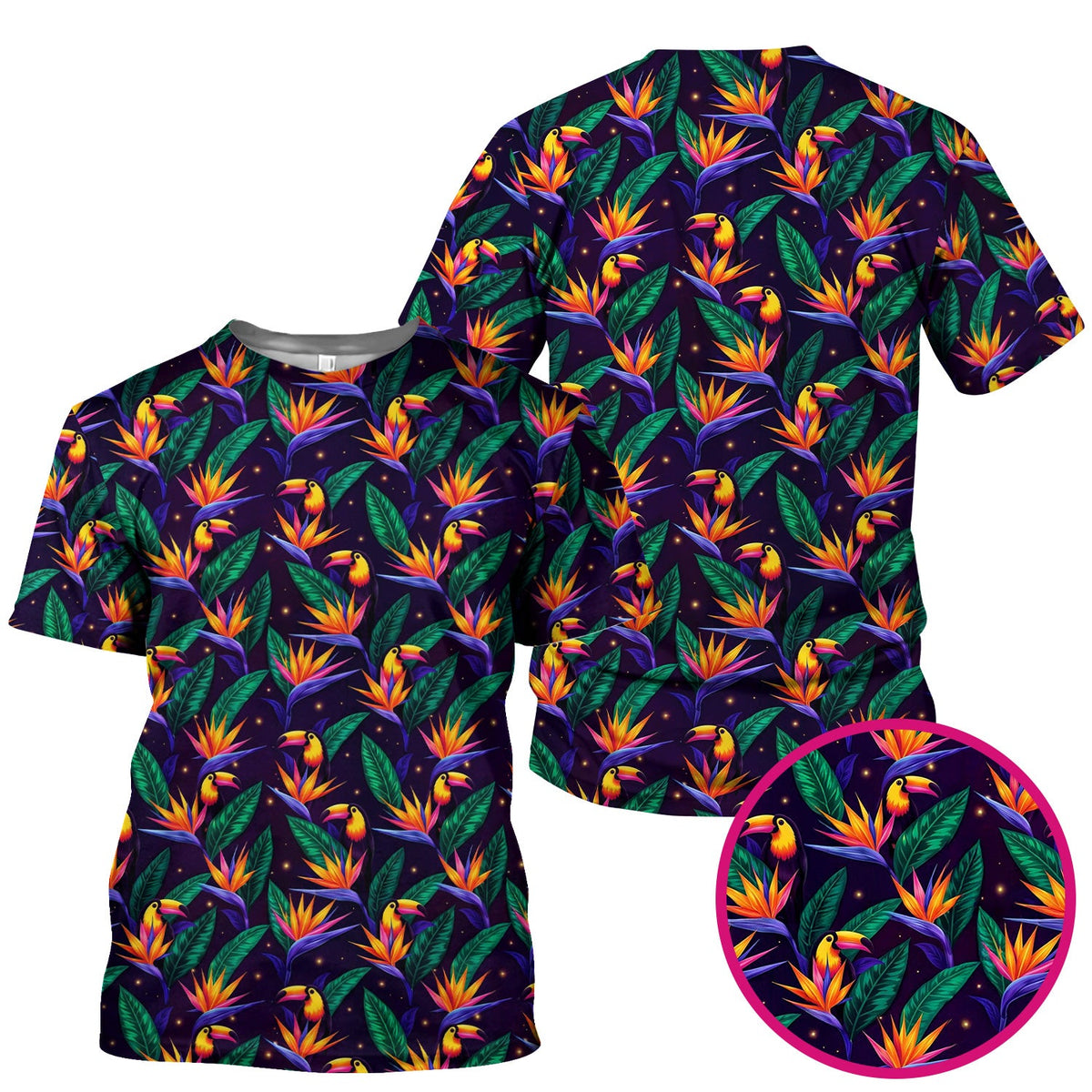 Tropical Toucan Paradise Leaves Nurse Scrub Top