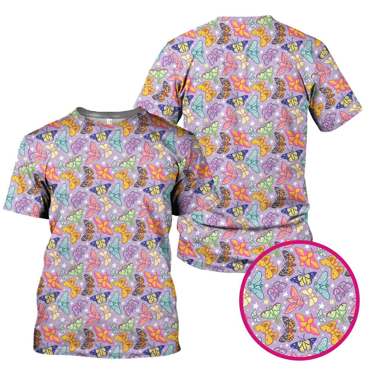 Colorful Butterfly Moth Nurse Scrub Top
