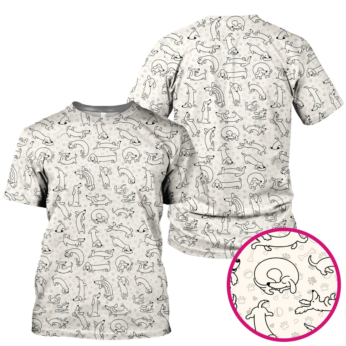 Dachshund Line Art Nurse Scrub Top