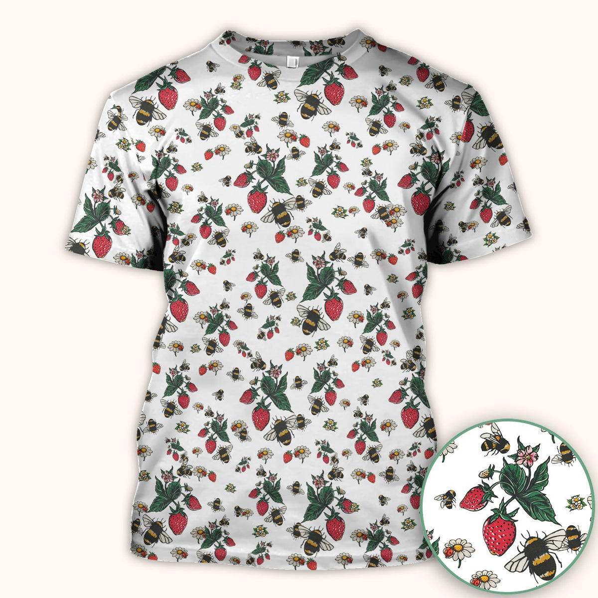 Strawberry Bee Daisy Nurse Scrub Top