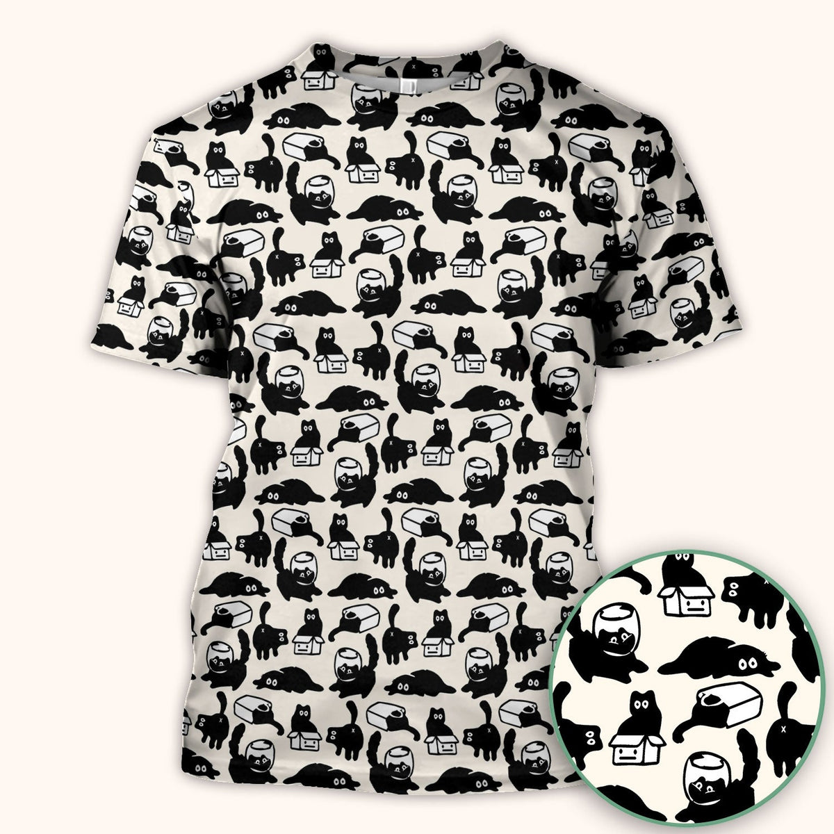 Dark Playful Cat Nurse Scrub Top