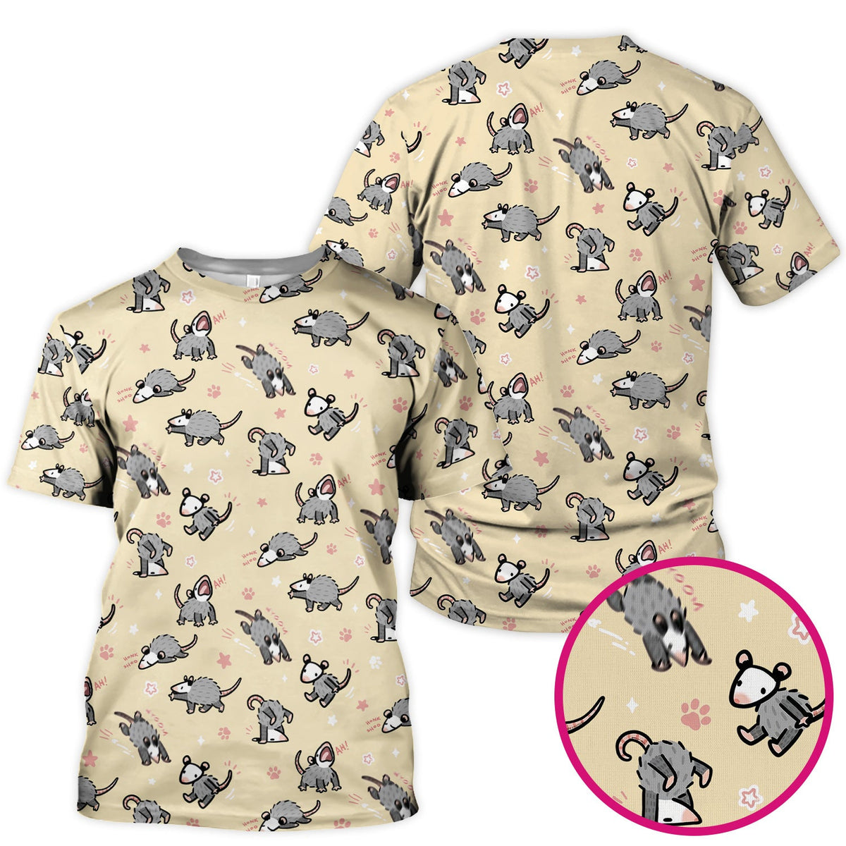 Cartoon Opossum Nurse Scrub Top