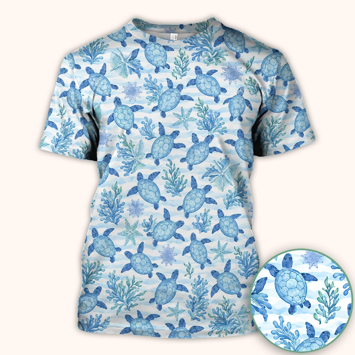 Coastal Sea Turtle Coral Nurse Scrub Top