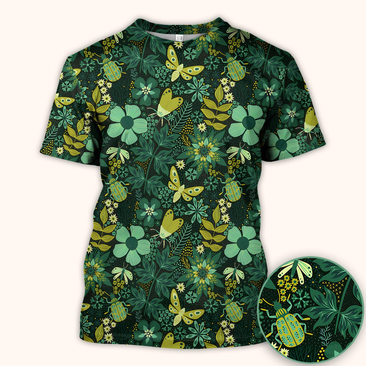 Green Botanical Butterfly Nurse Scrub Top