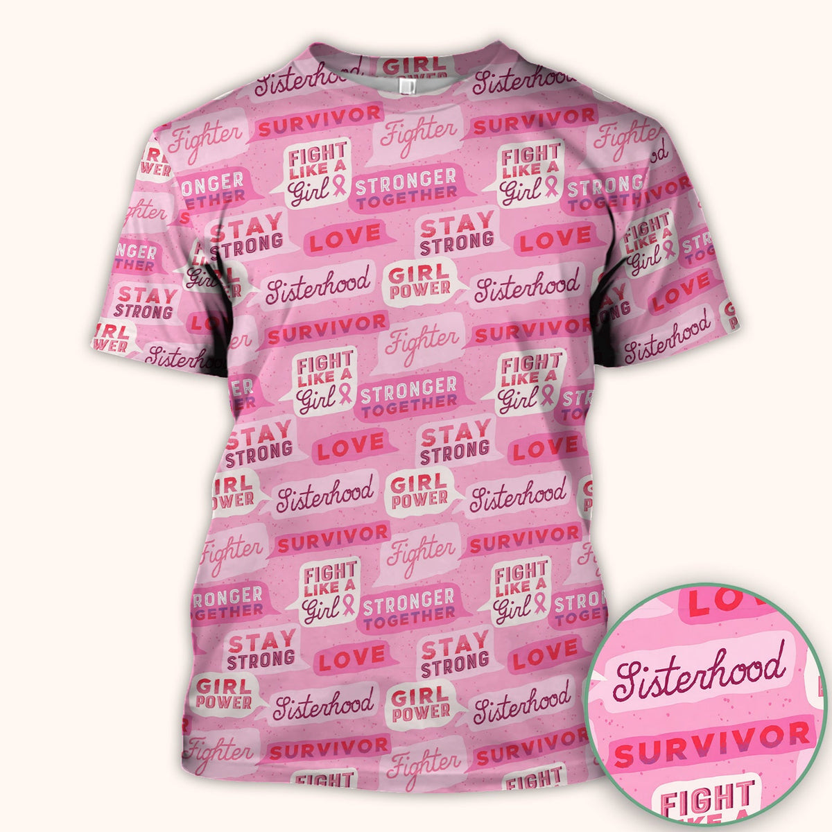 Pink Ribbon Quotes Nurse Scrub Top