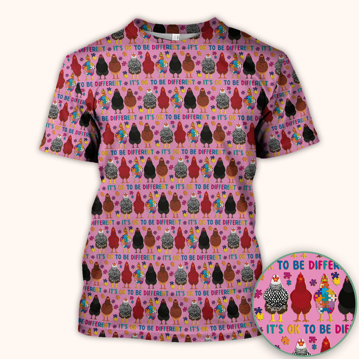 Autism Chicken It's OK To Be Different Nurse Scrub Top