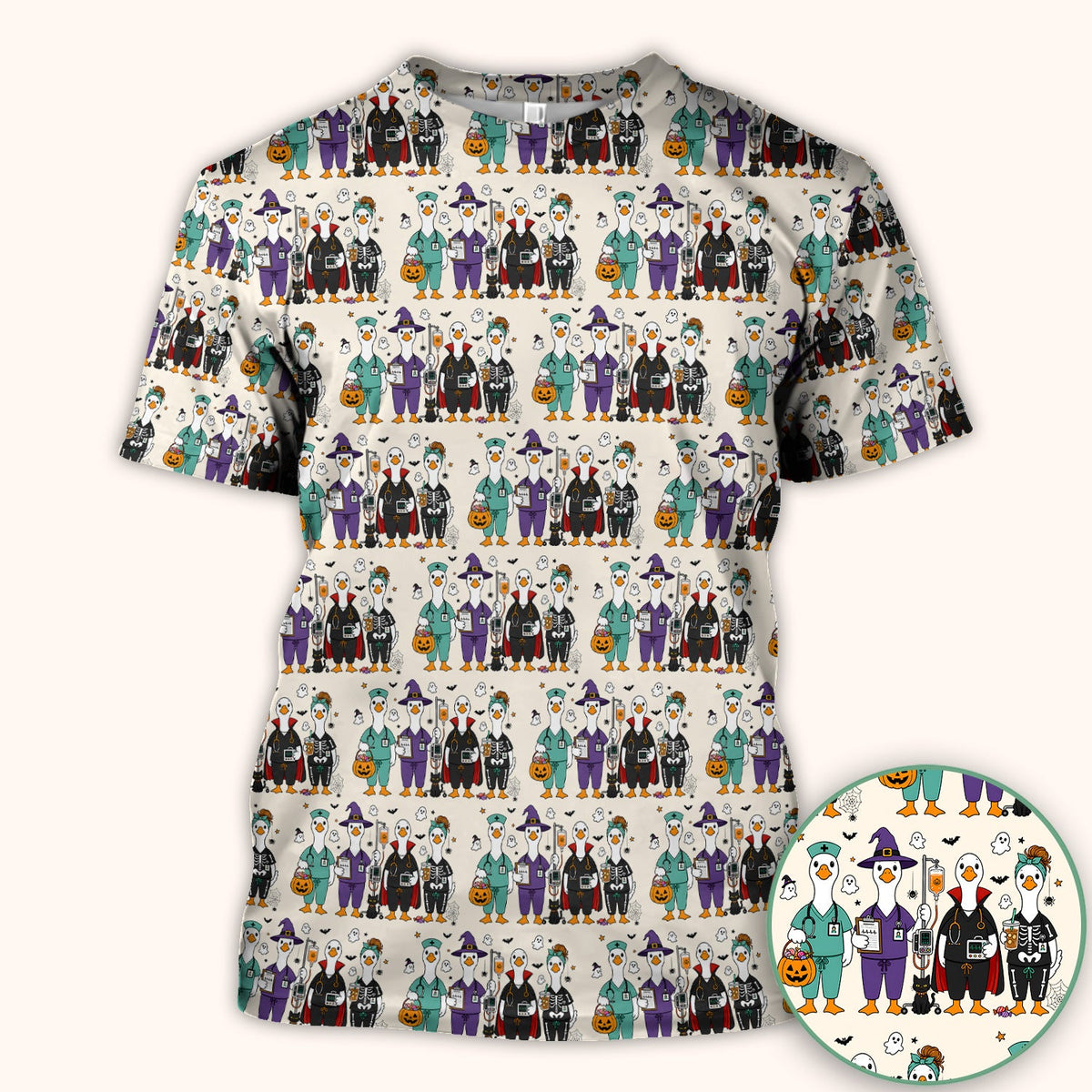 Halloween Goose Nurse Scrub Top