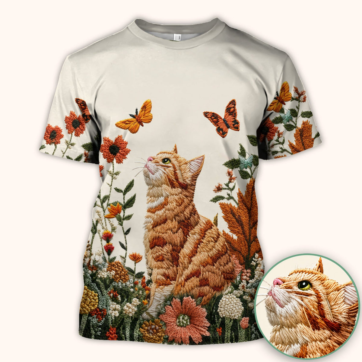 Orange Cat Wildflower Nurse Scrub Top