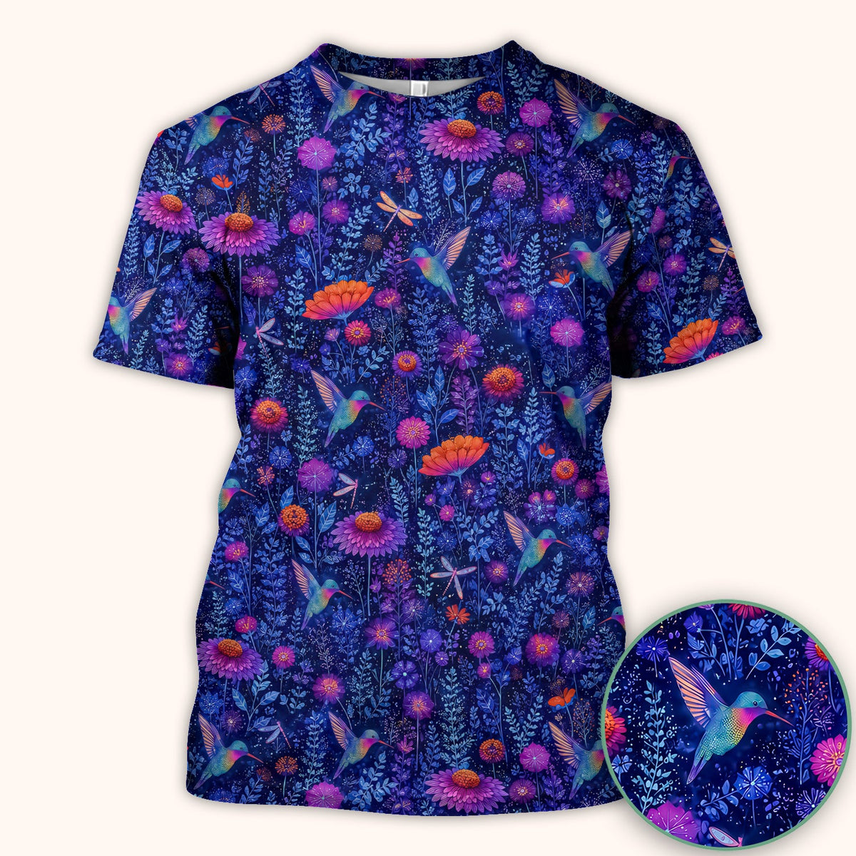 Enchanted Hummingbird Wildflower Garden Nurse Scrub Top