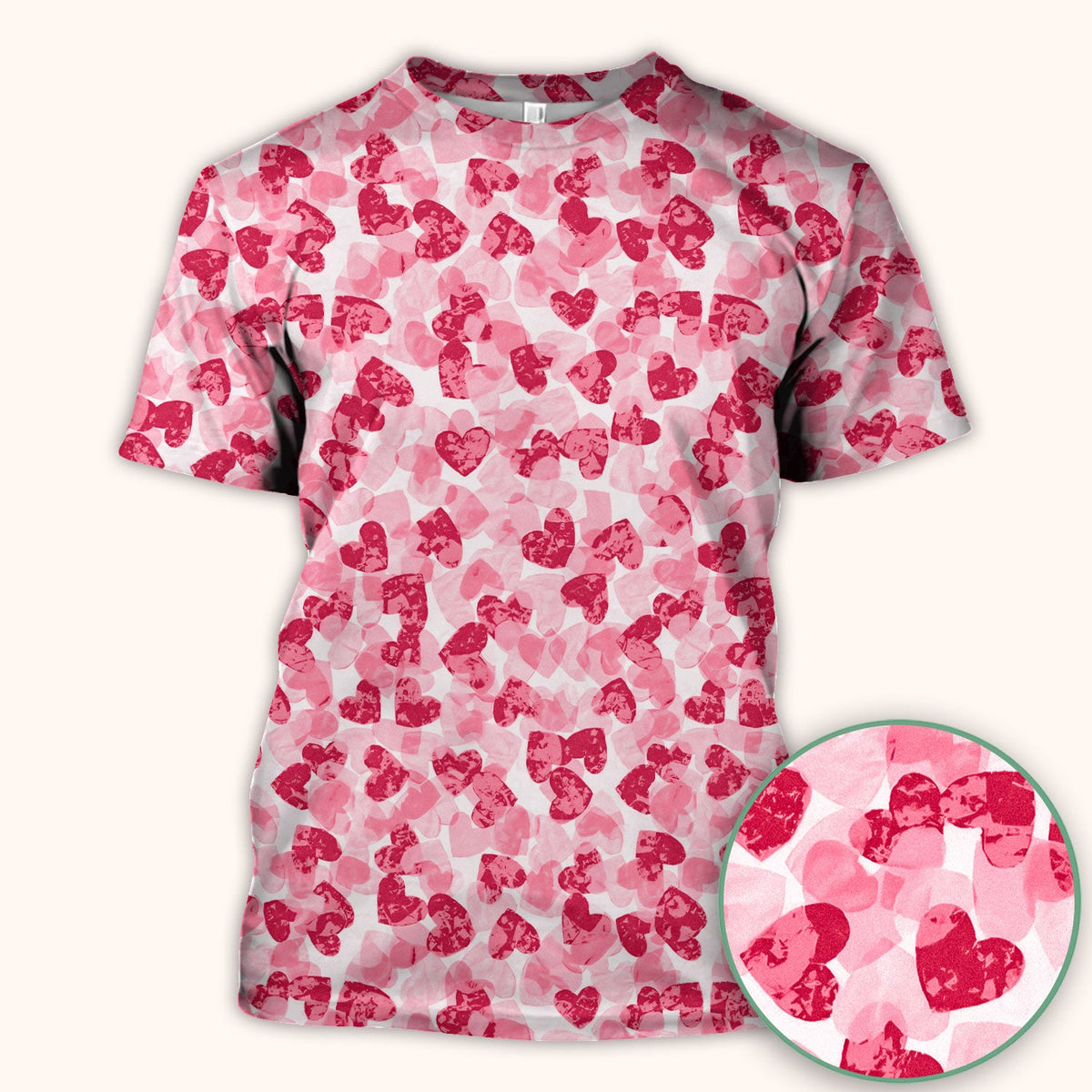 Valentine Heart Pattern Medical Scrub Top, Comfortable Scrubs for Nurses