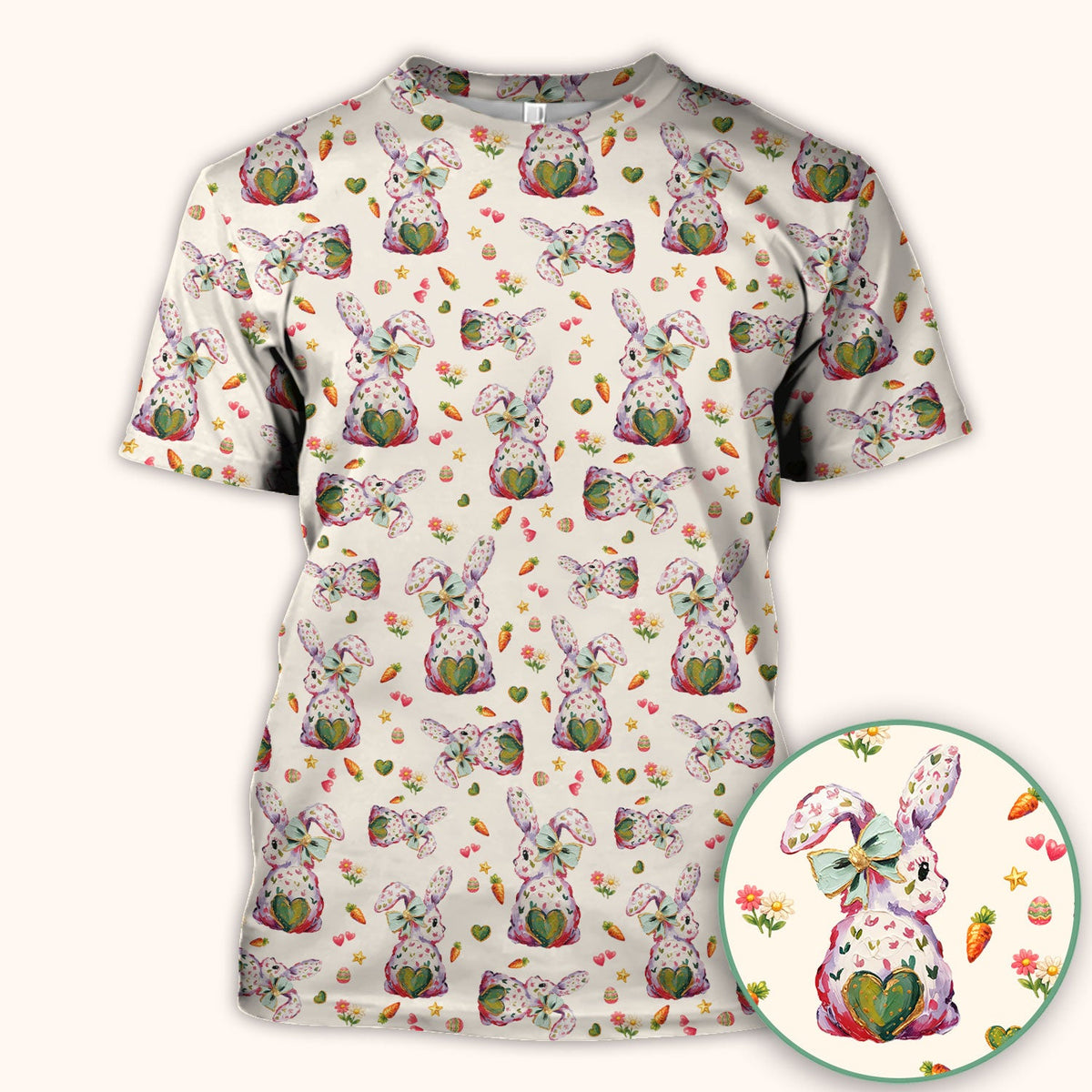 Pastel Bunny Easter Nurse Scrub Top