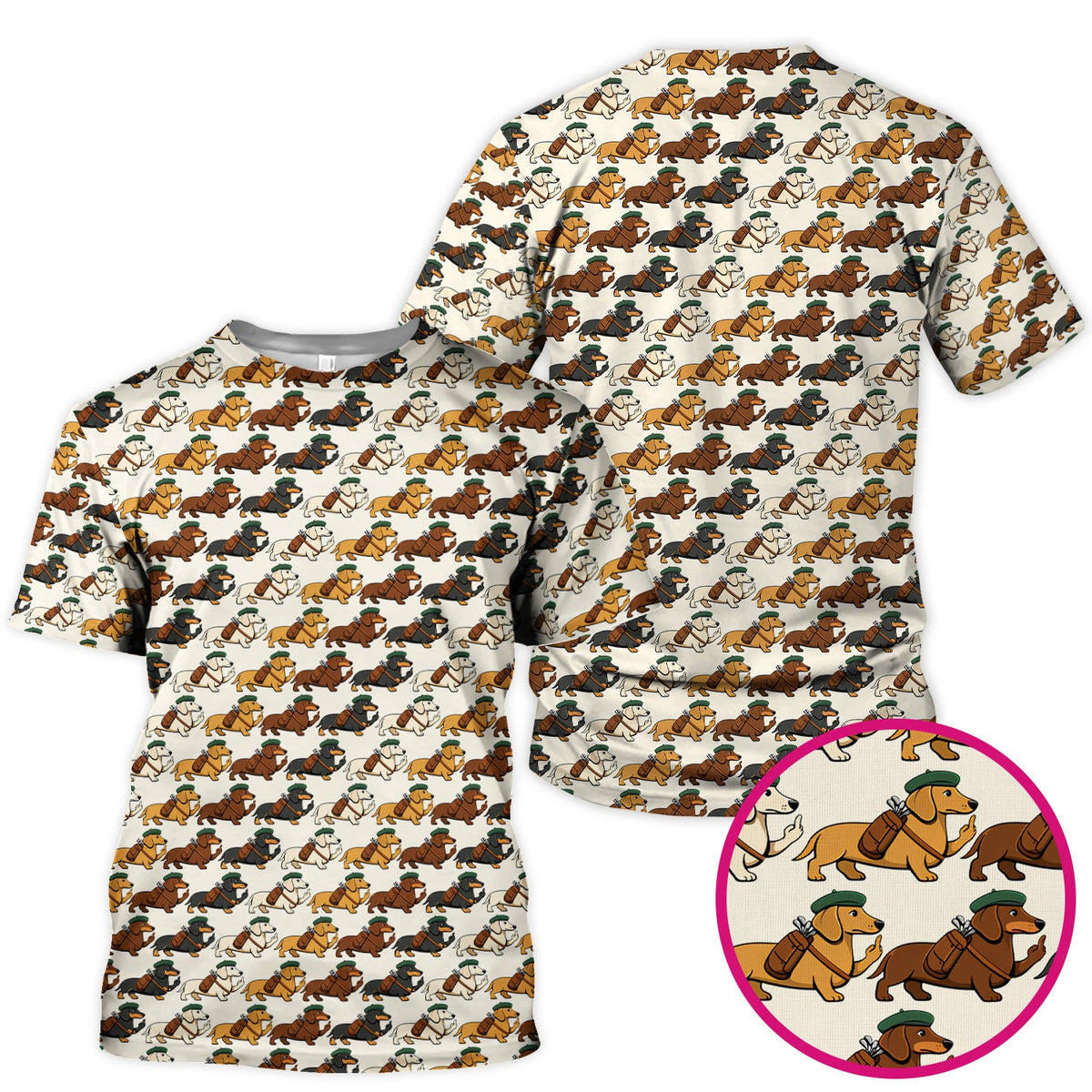 Dachshund Hat And Backpack Nurse Scrub Top