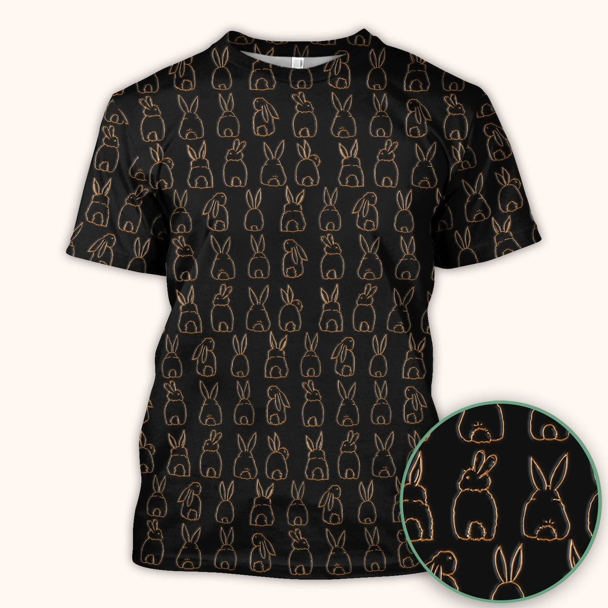 Cartoon Bunny Line Art Nurse Scrub Top - Easter Gift