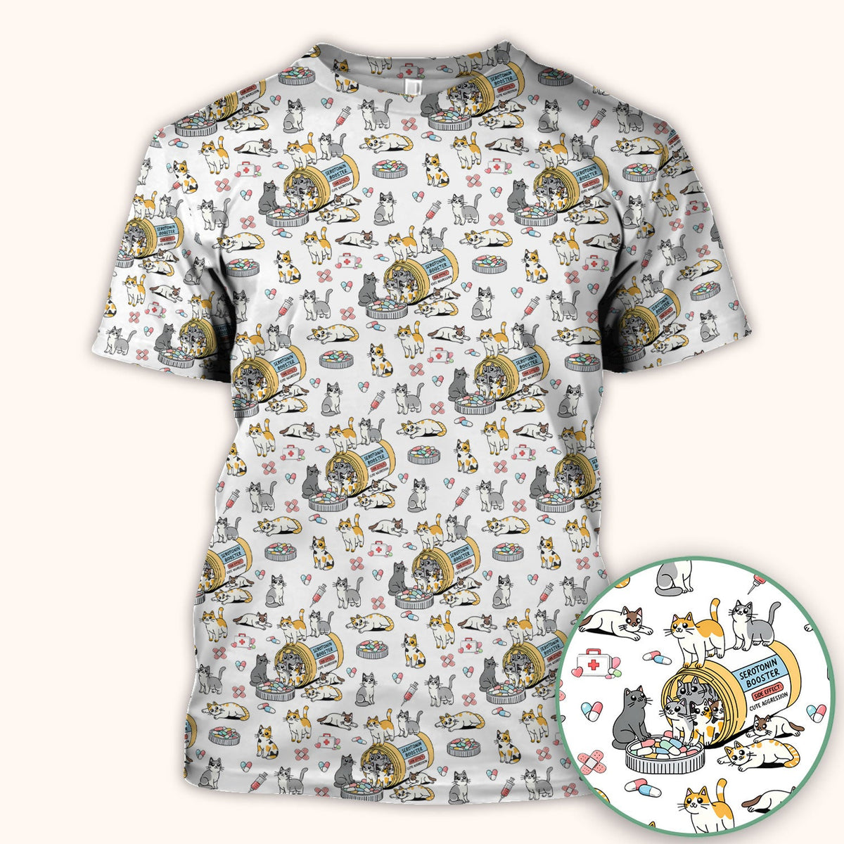 Cat Serotonin Booster Nurse Scrub Top