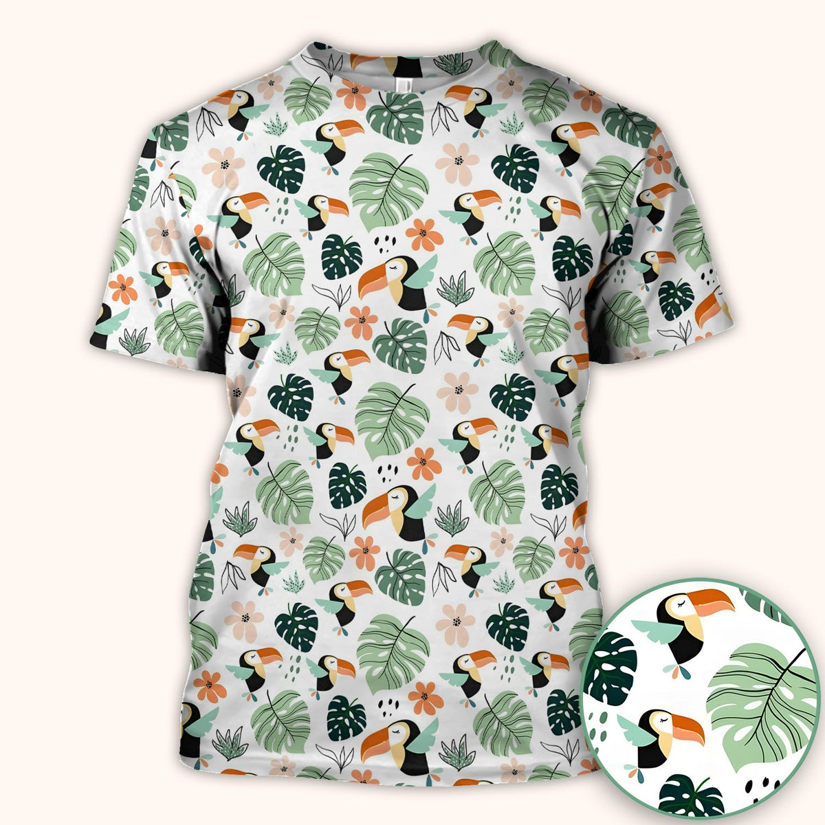 Tropical Toucan Leaf Floral Nurse Scrub Top