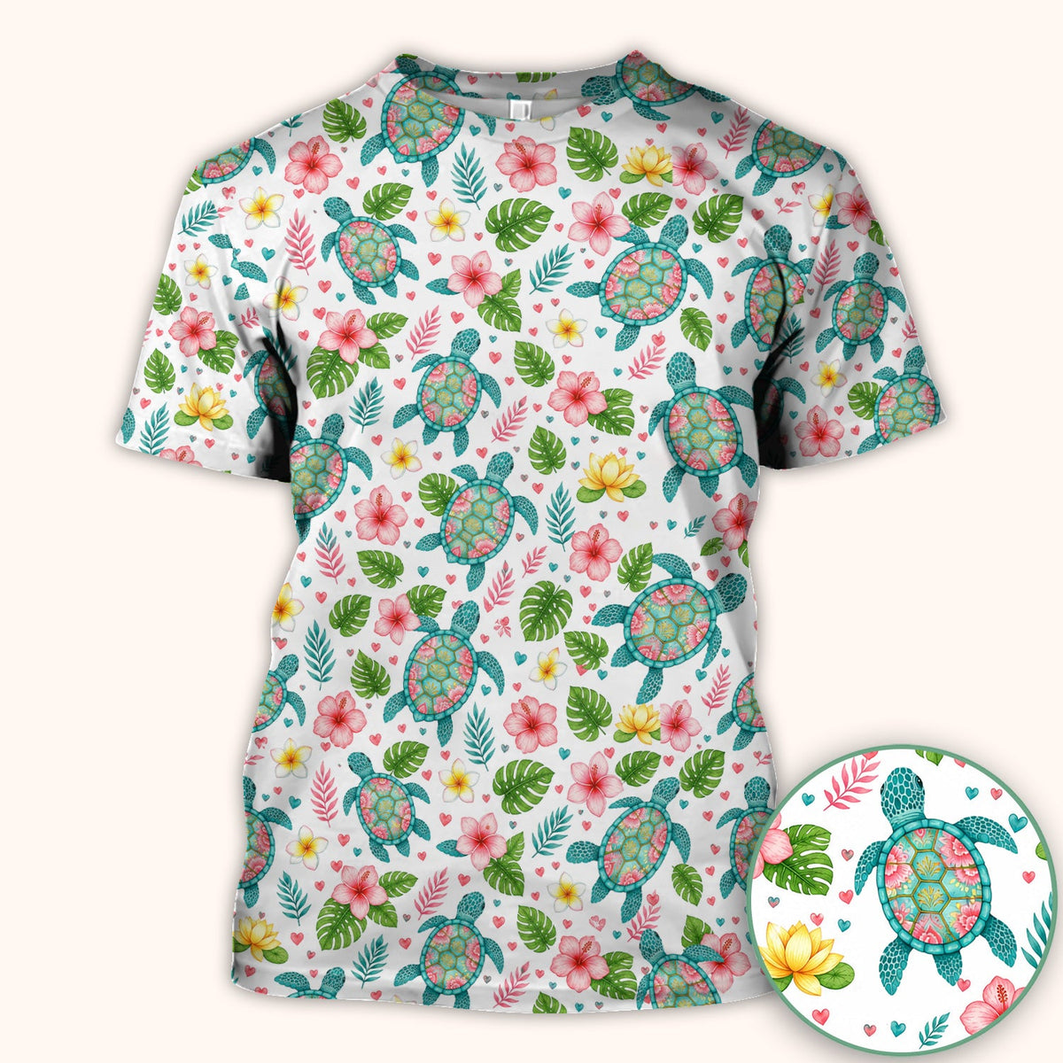 Tropical Sea Turtle Floral Nurse Scrub Top