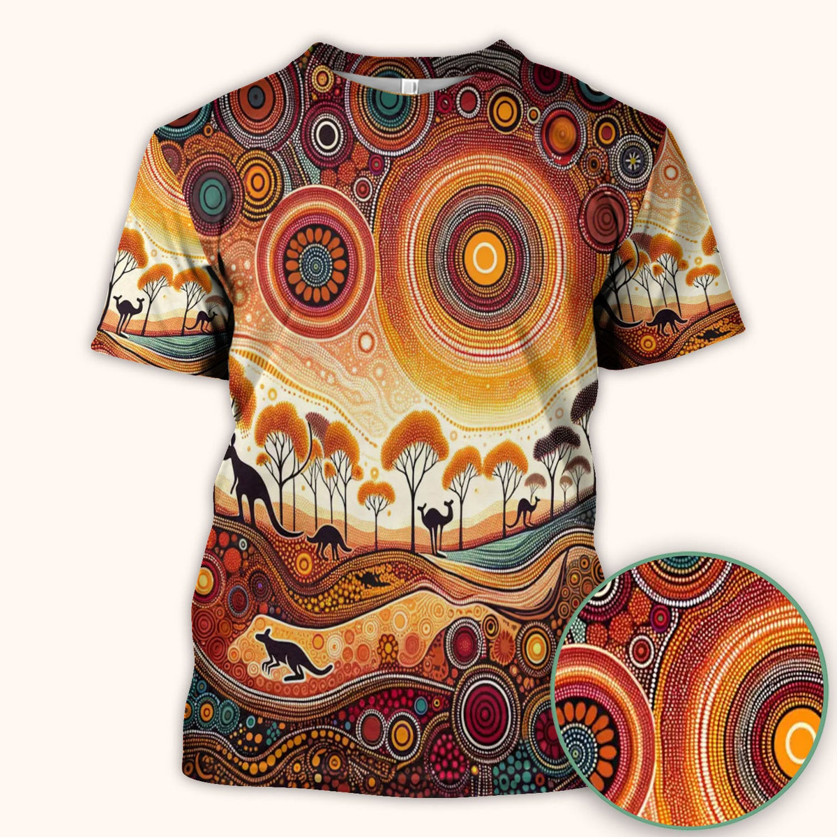 Aboriginal Kangaroo Art Nurse Scrub Top, Comfortable Scrubs for Nurses