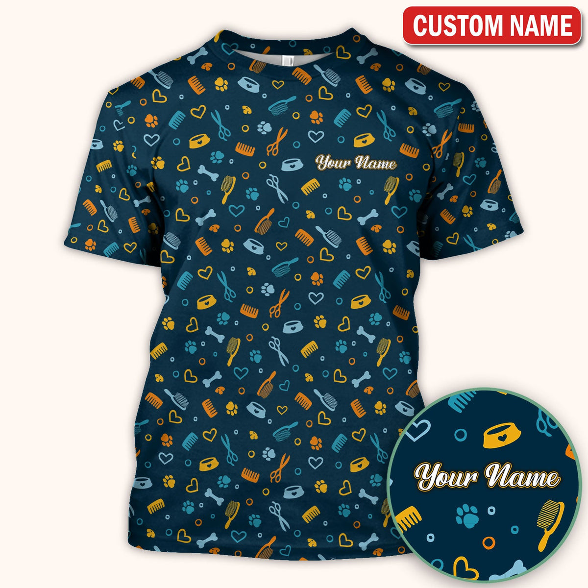 Personalized Dog Cat Grooming Nurse Scrub Top