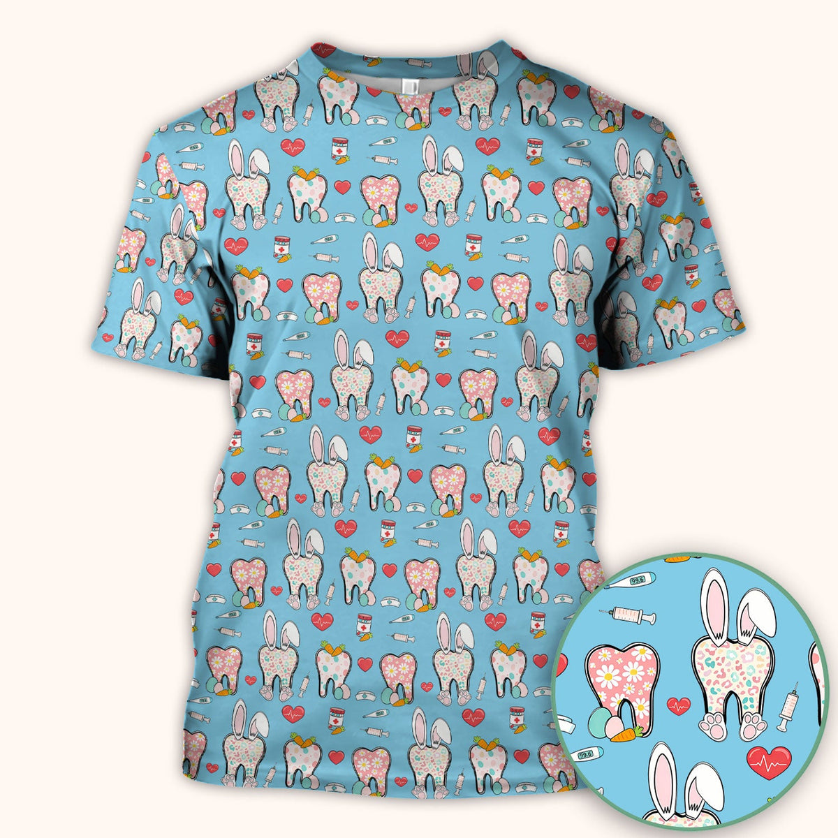 Easter Bunny Dentist Nurse Scrub Top
