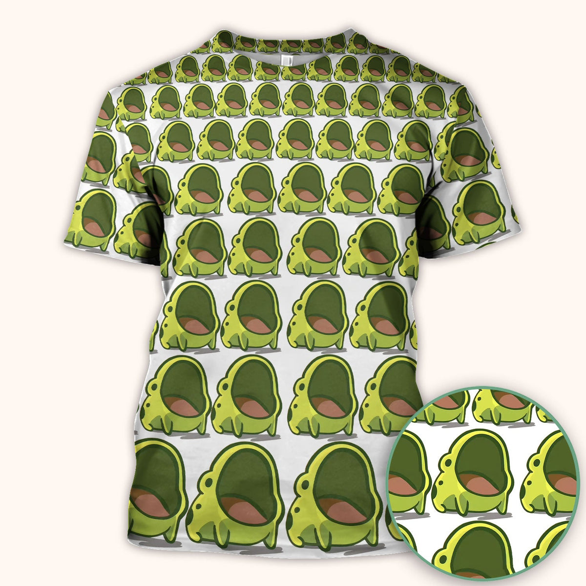 Green Frog Cartoon Nurse Scrub Top