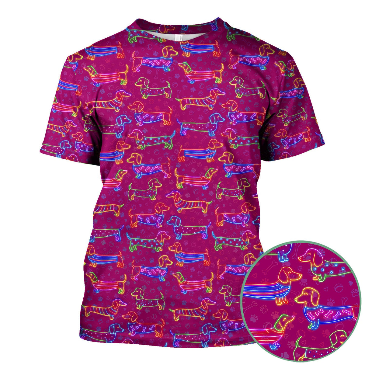 Neon Wiener Dog Nurse Scrub Top