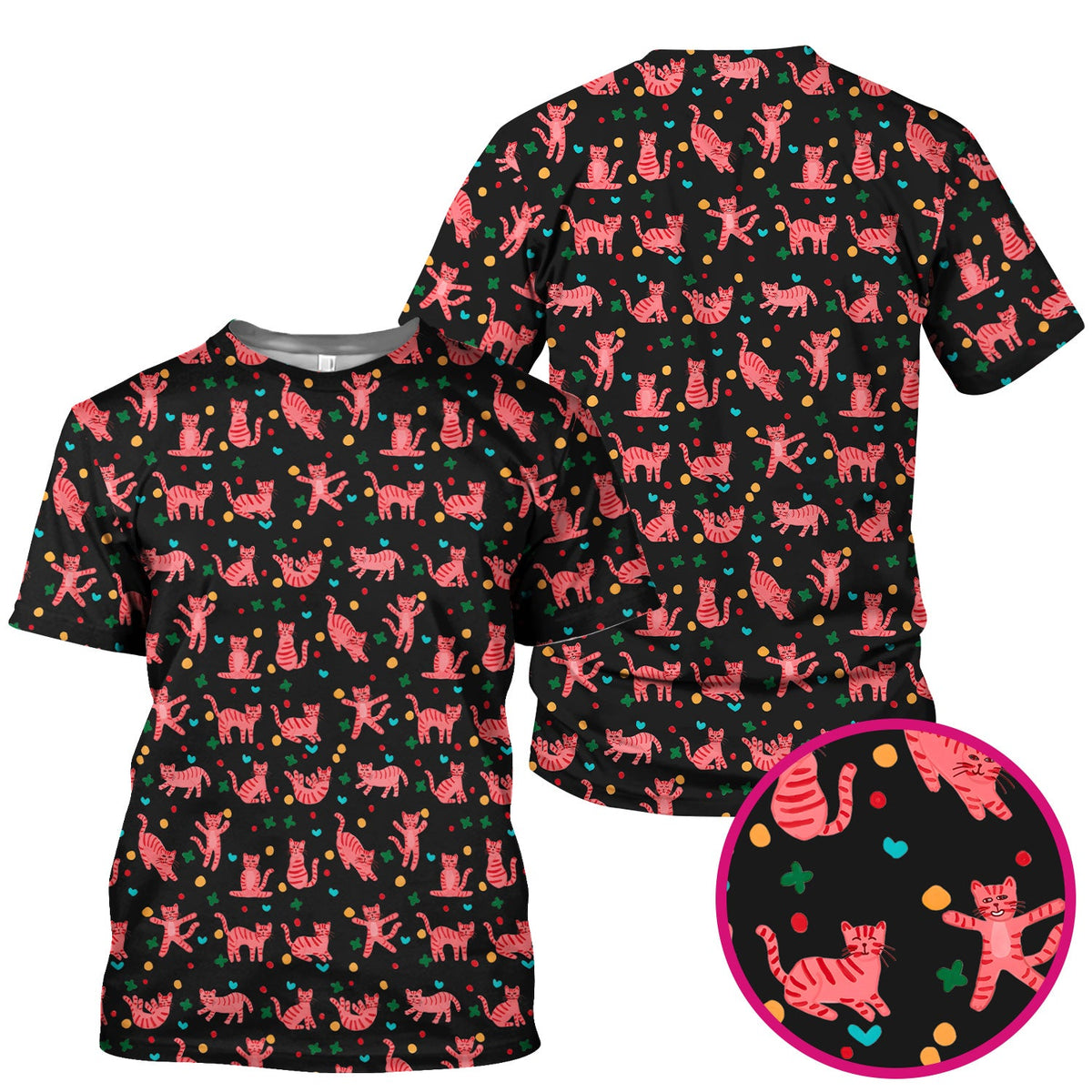 Pink Cat Nurse Scrub Top