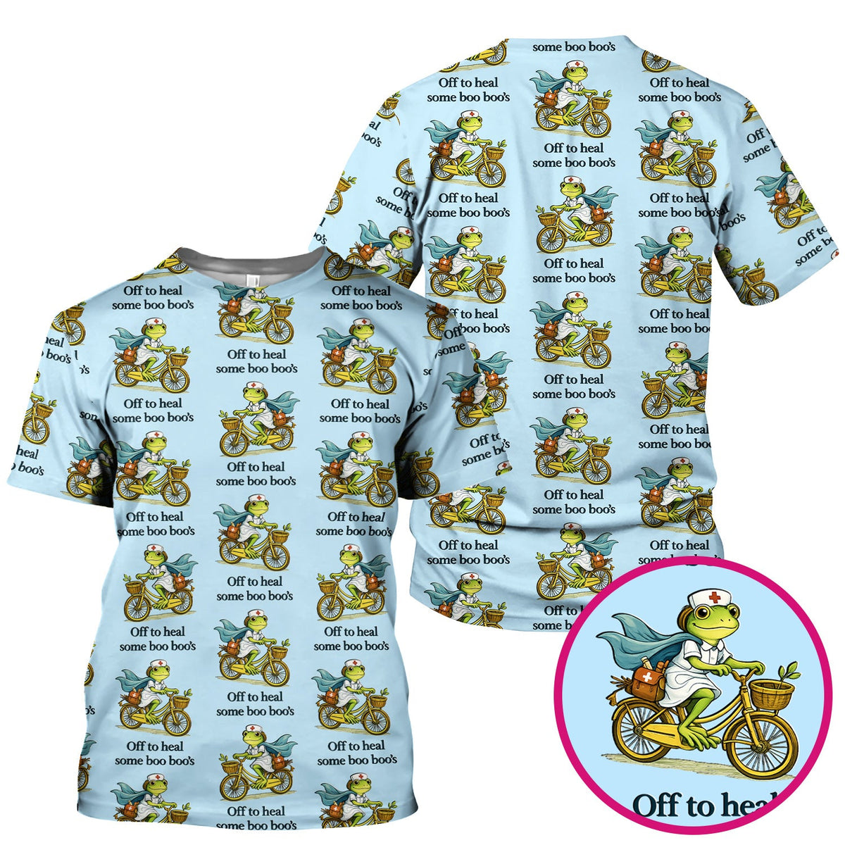 Frog Cycling Nurse Scrub Top