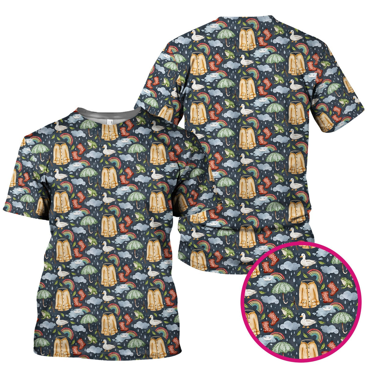 Rainy Day Ducks & Frog Nurse Scrub Top
