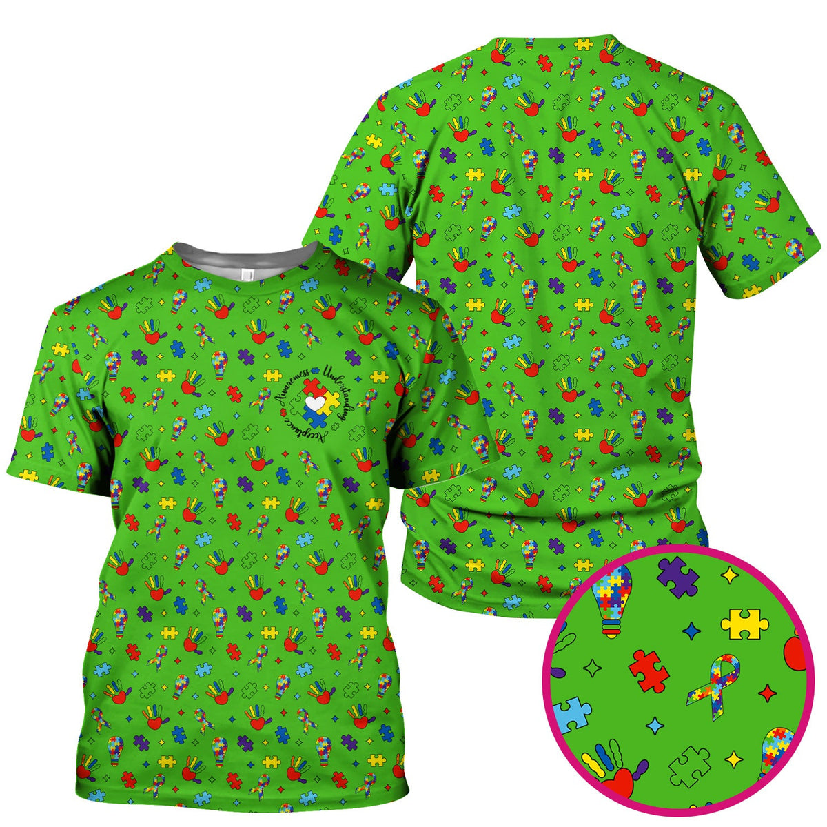 Autism Awareness Colorful Puzzle Nurse Scrub Top