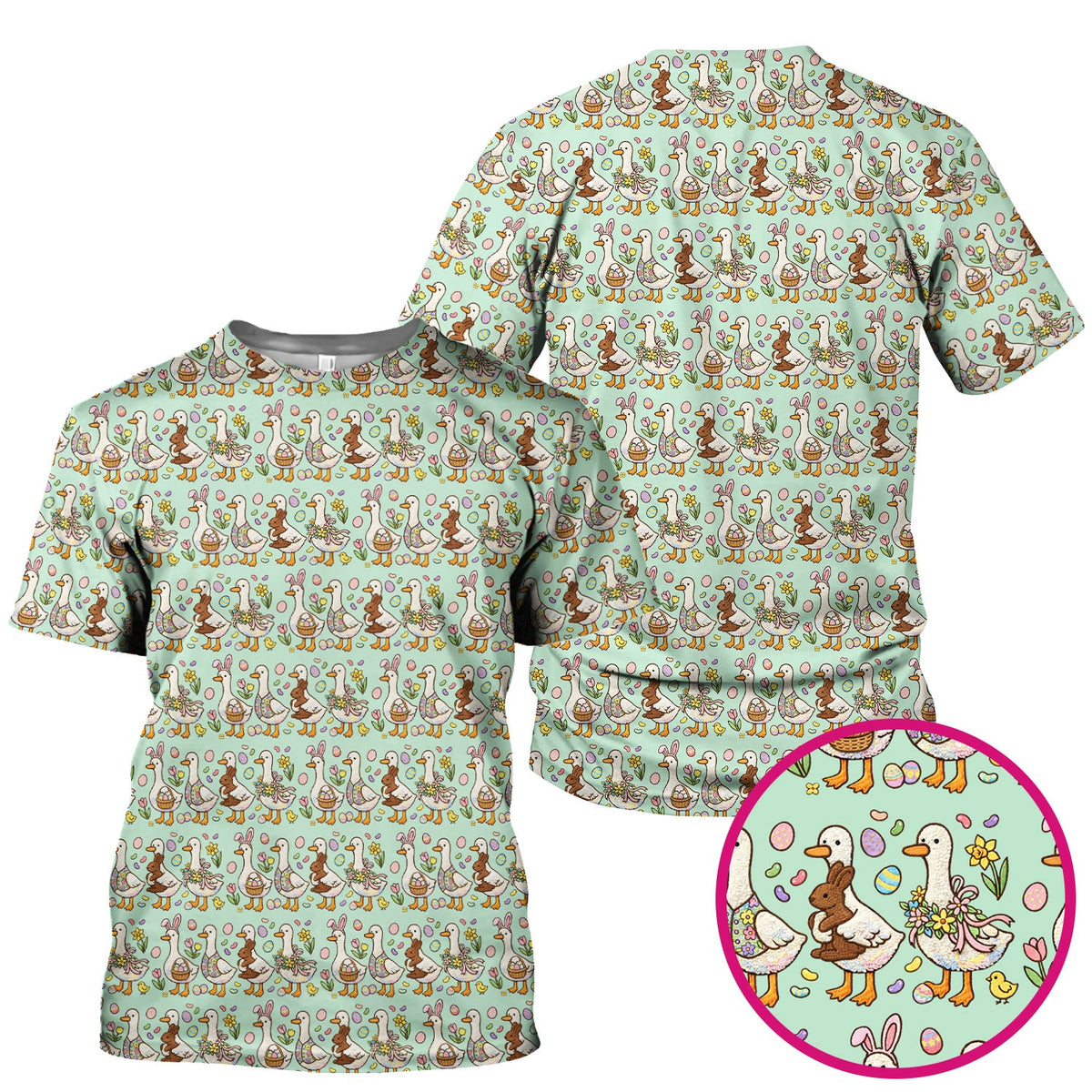 Duck Bunny Egg Floral Nurse Scrub Top - Easter Gift