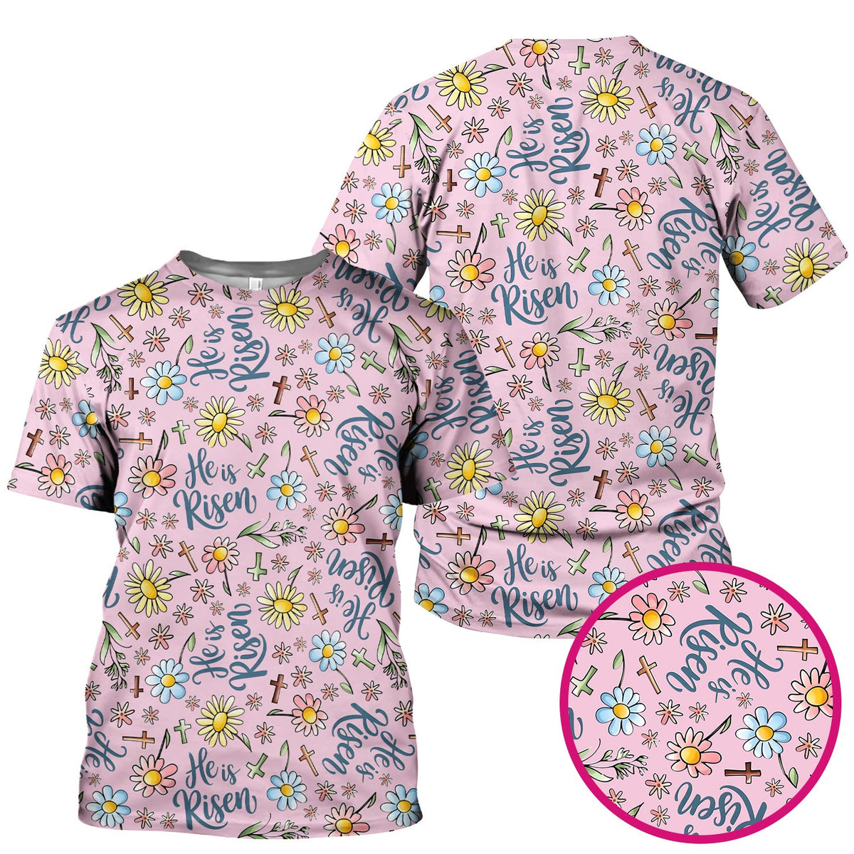 Risen Cross Flower Nurse Scrub Top - Easter Gift