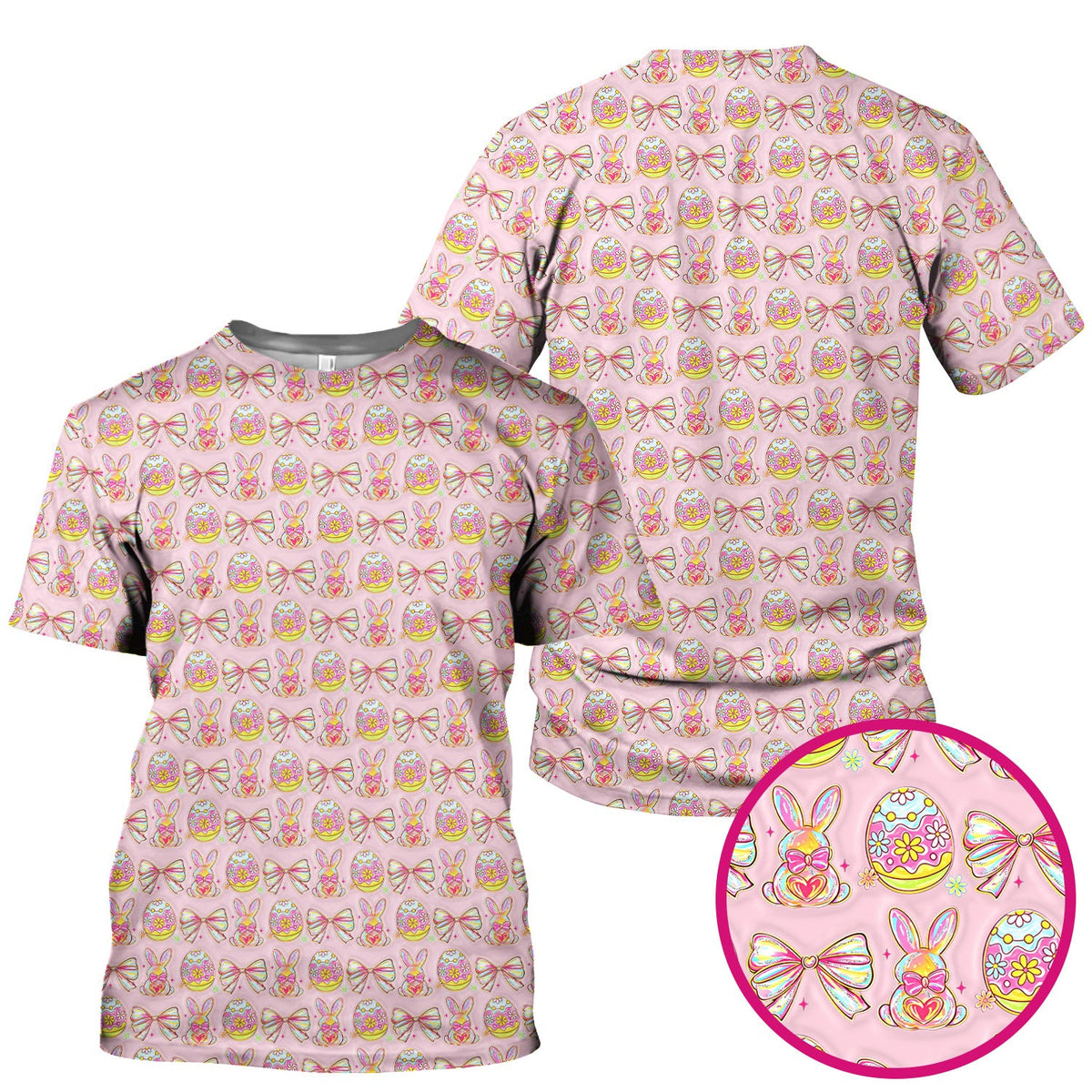 Bunny Pastel Egg Bow Nurse Scrub Top - Easter Gift