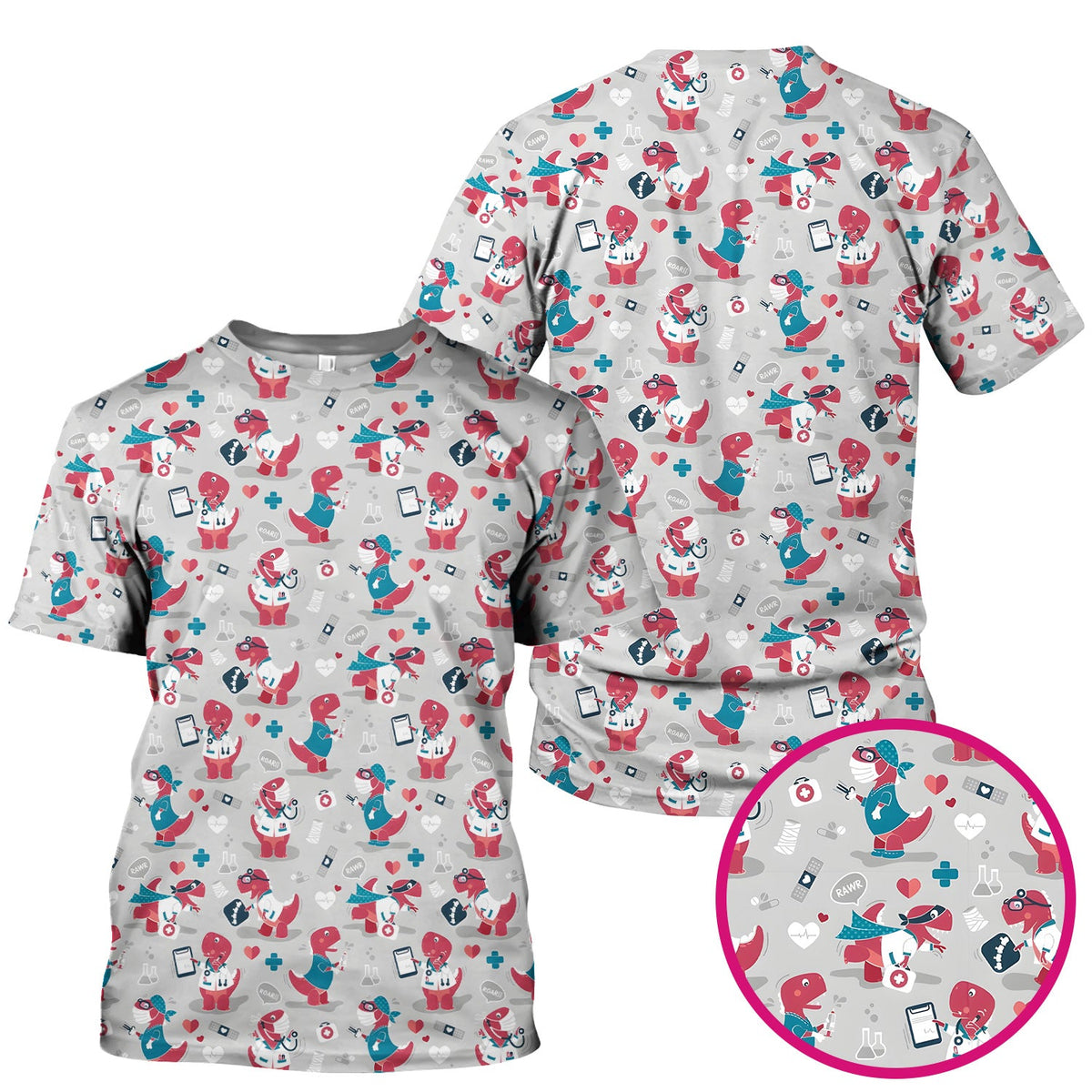 Dinosaur Doctor Nurse Scrub Top