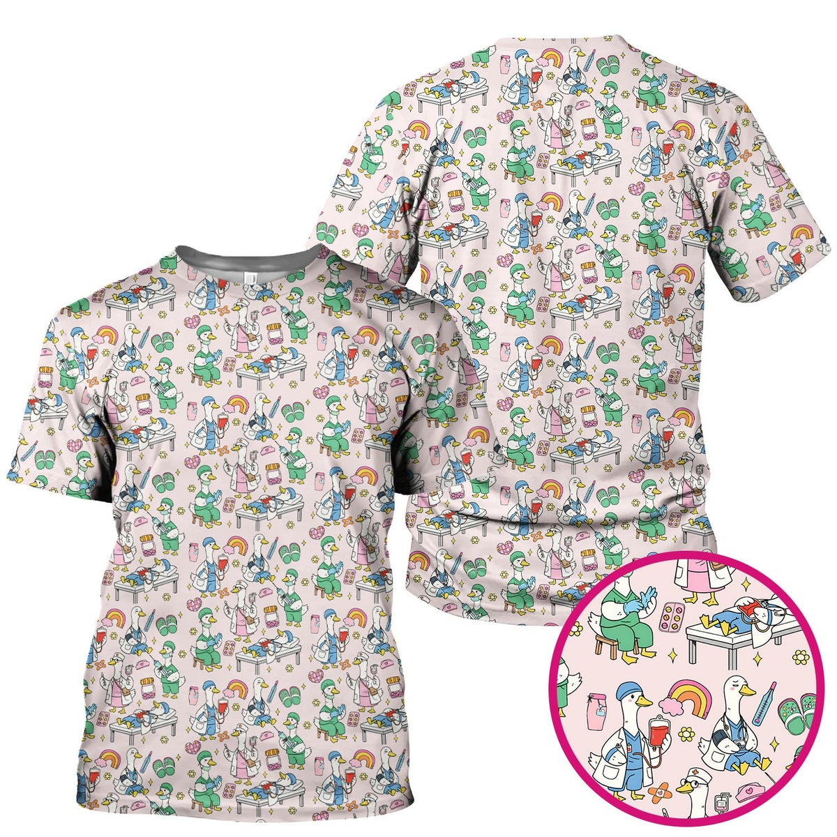 Duck Medical Doodle Nurse Scrub Top