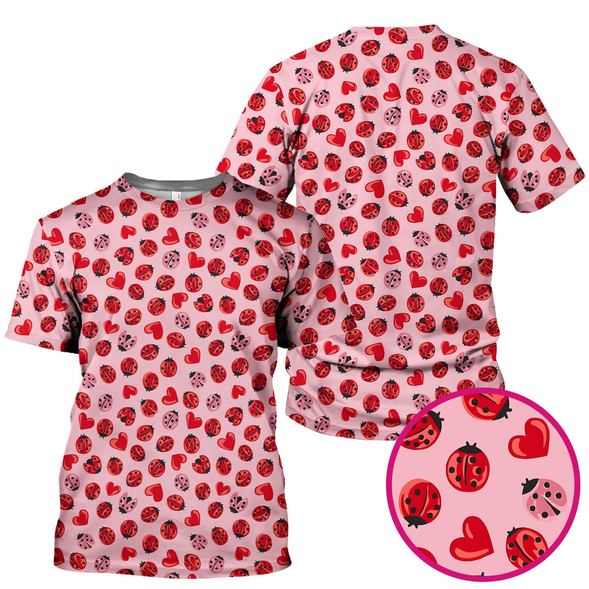 Ladybug Red Heart Nurse Scrub Top
