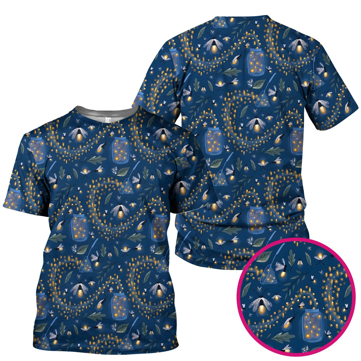 Cute Nurse Firefly Pattern Scrub Top, Comfortable Scrubs For Nurses
