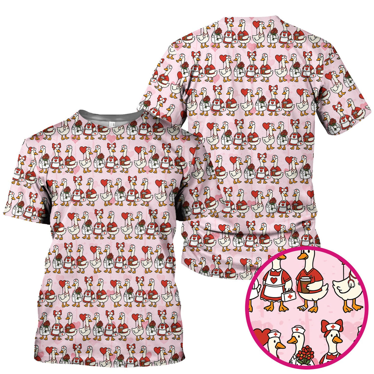 Valentine Nurse Goose Scrub Top