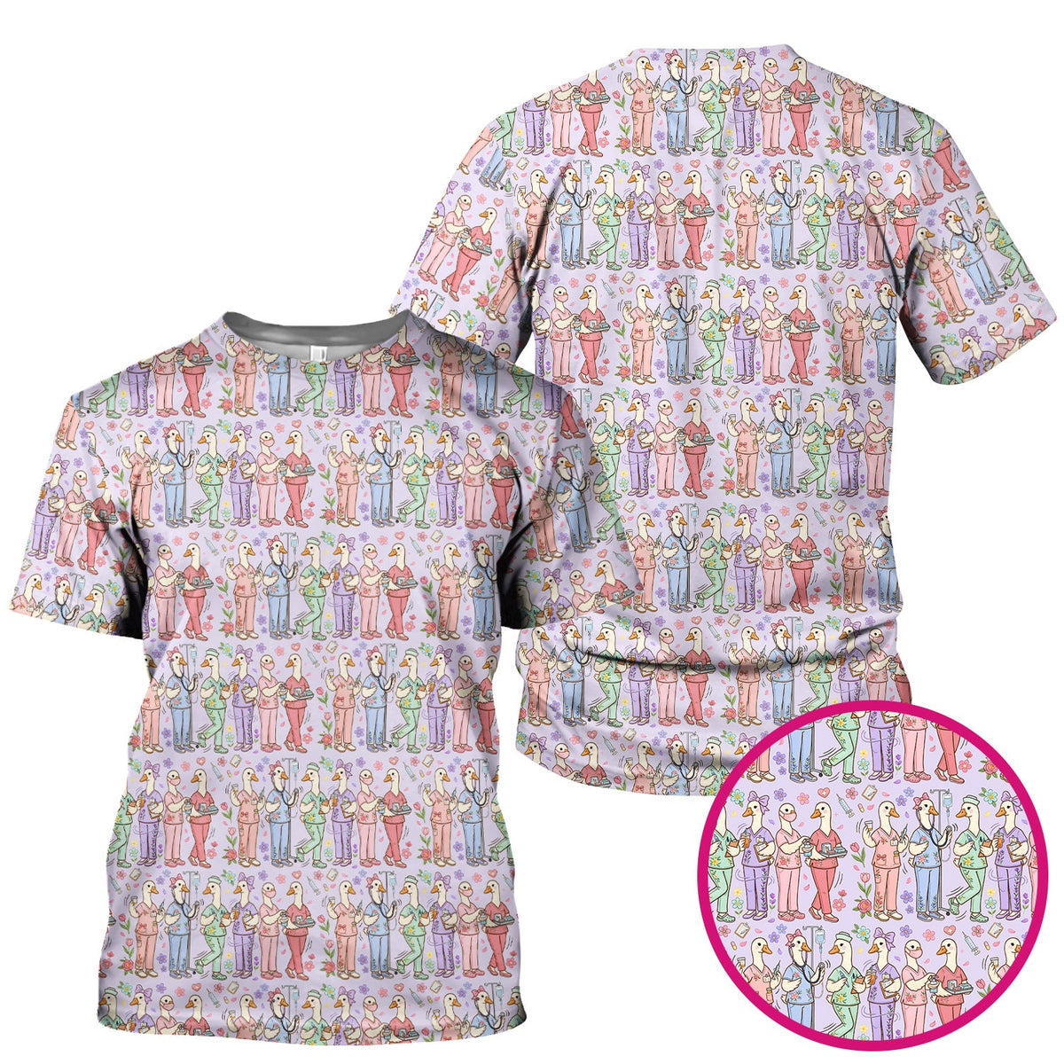 Goose Characters Floral Nurse Scrub Top