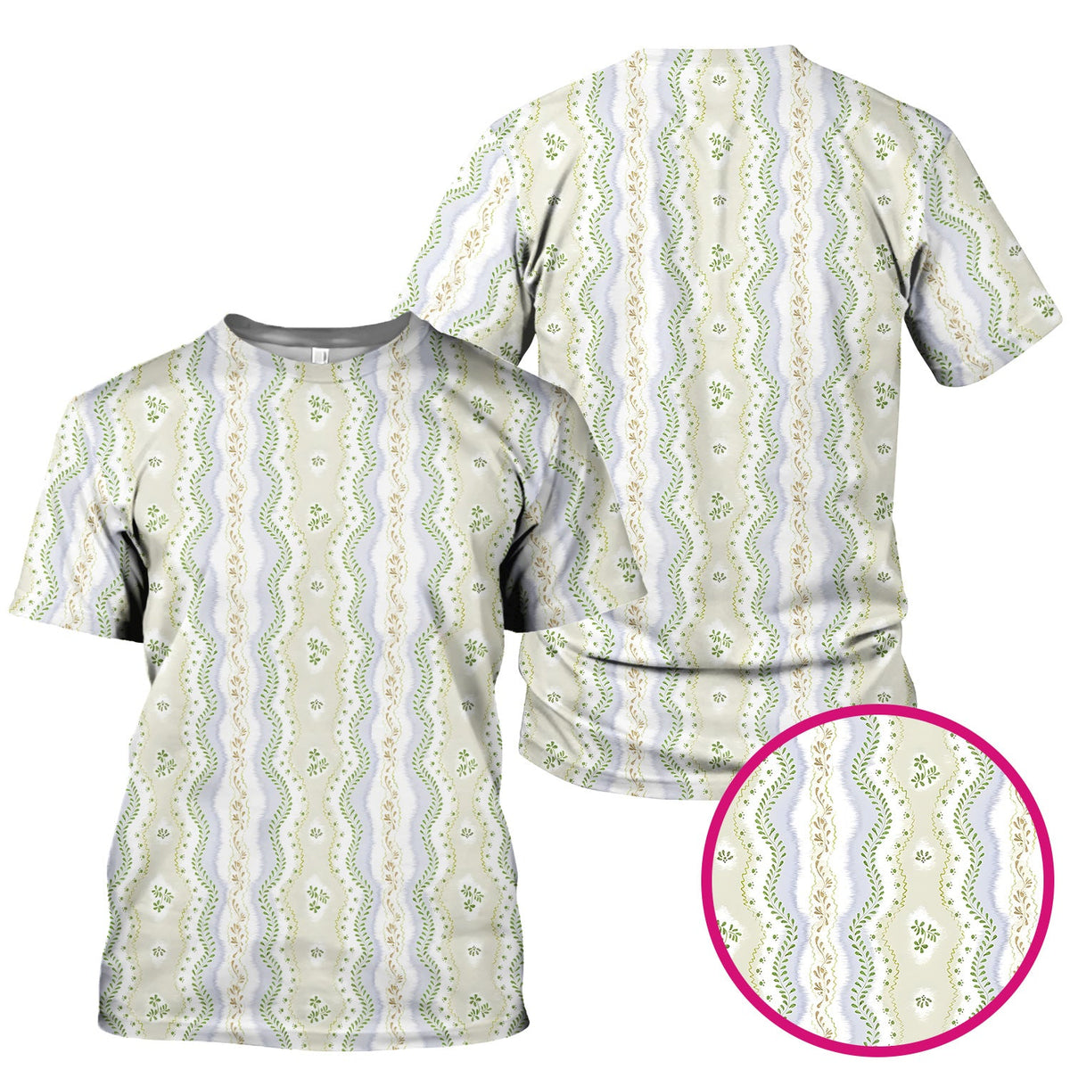 Wavy Stripe Botanical Nurse Scrub Top