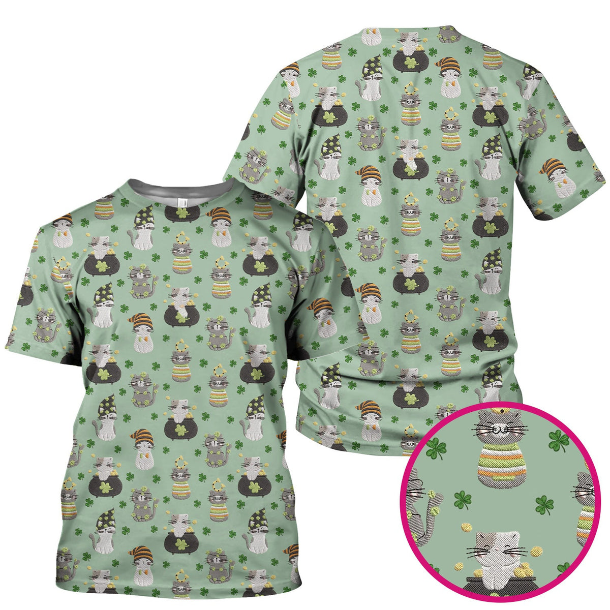 St Patrick Lucky Cat Shamrock Nurse Scrub Top