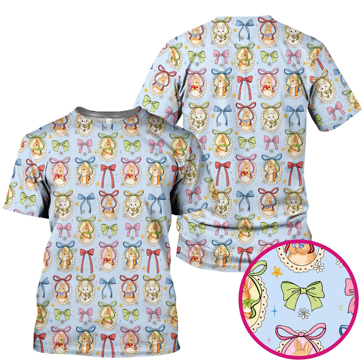Bunny Cameo Bow Nurse Scrub Top - Easter Gift
