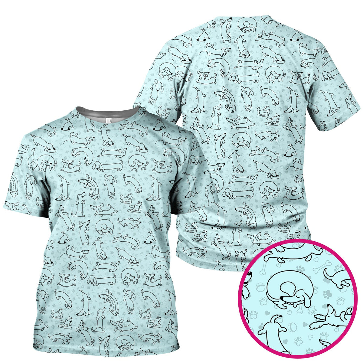 Dachshund Line Art Nurse Scrub Top