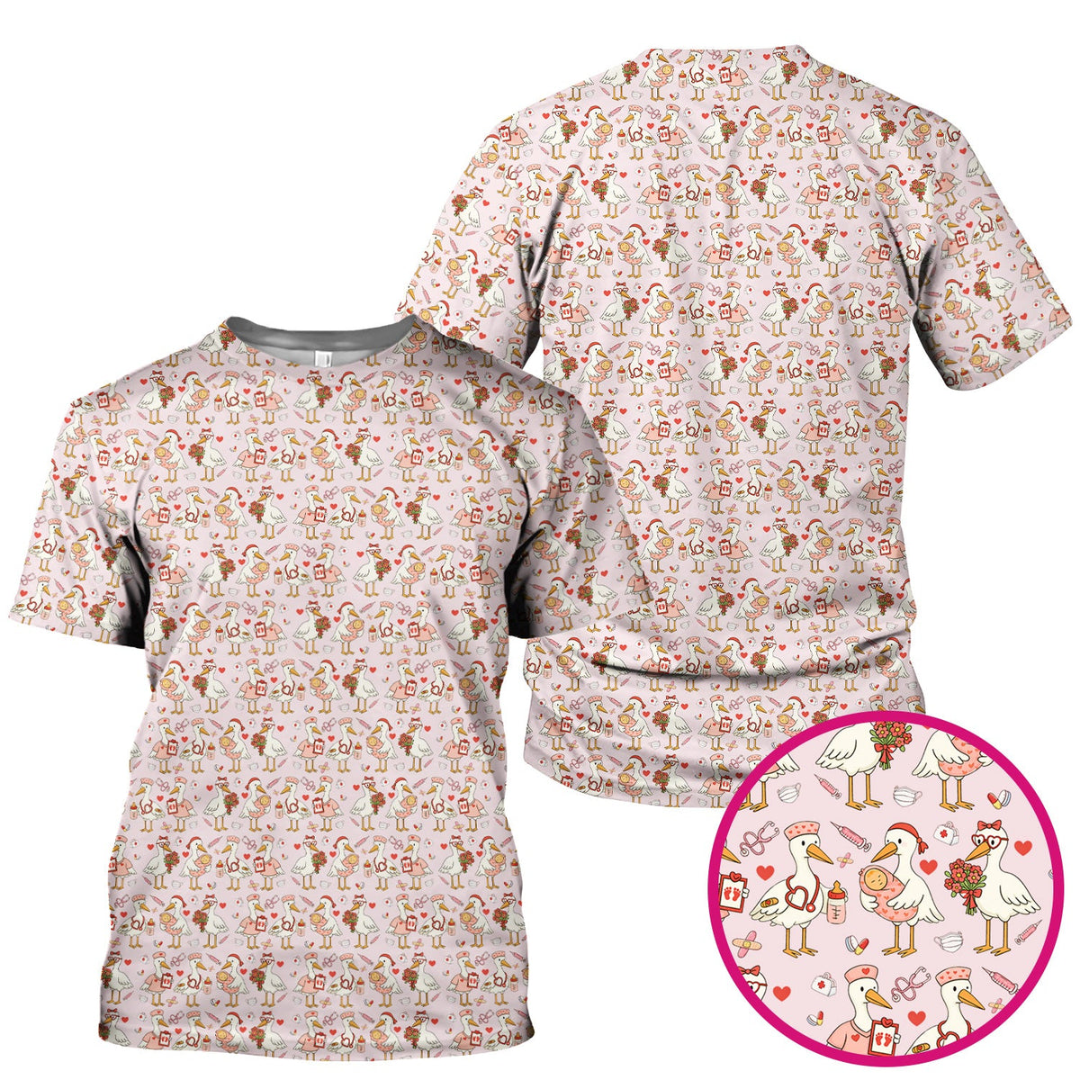 Valentine Goose Nurse Scrub Top