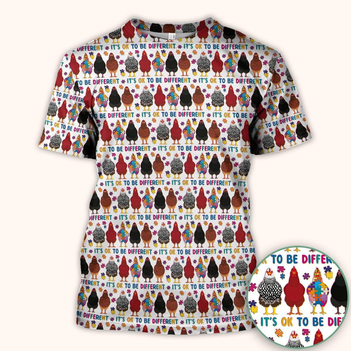 Autism Chicken It's OK To Be Different Nurse Scrub Top