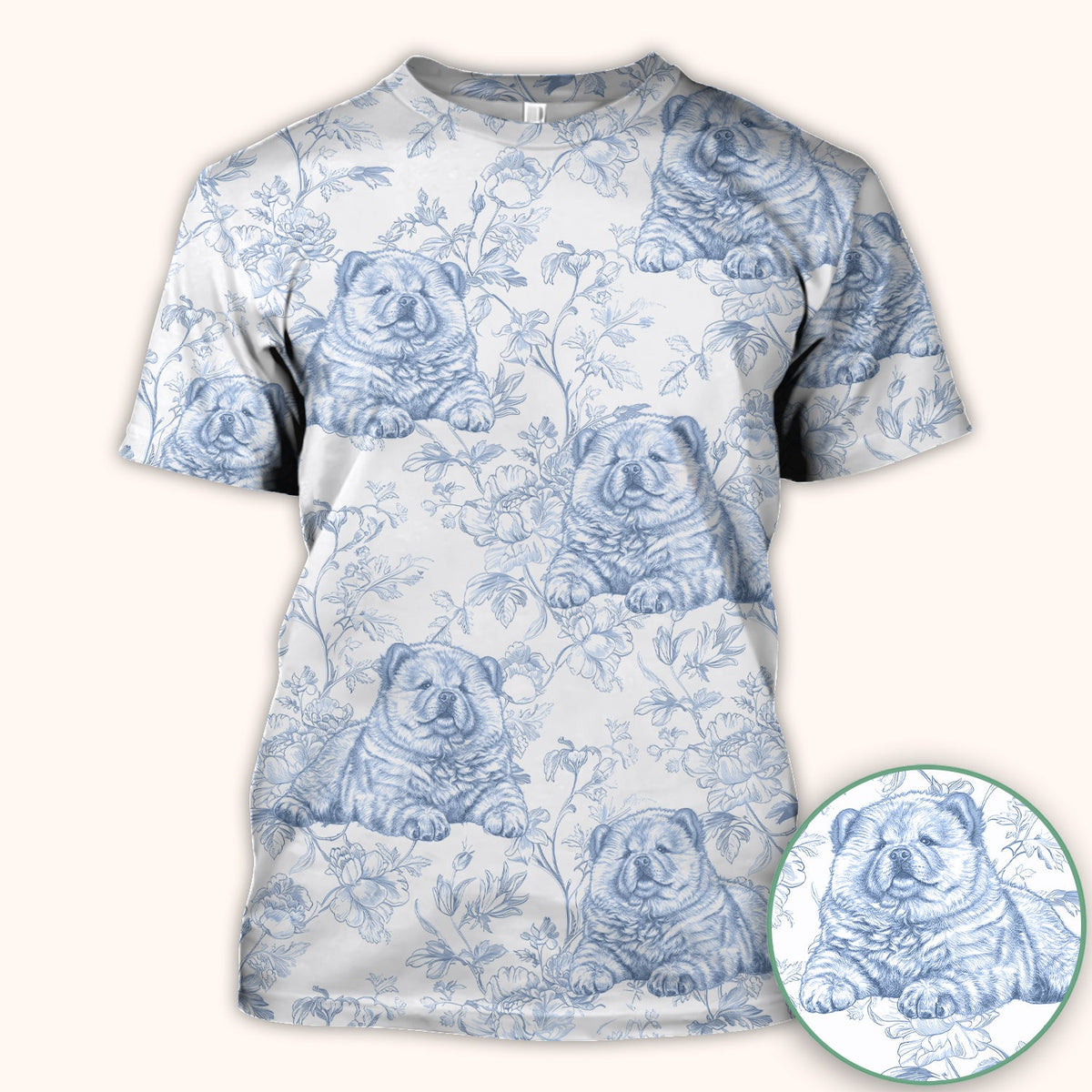 Dog Cat Chinoiserie Nurse Scrub Top