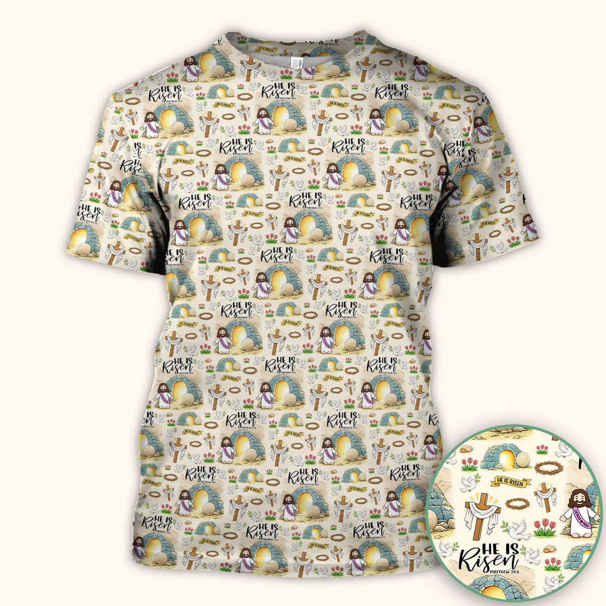 Easter He Is Risen Resurrection Nurse Scrub Top